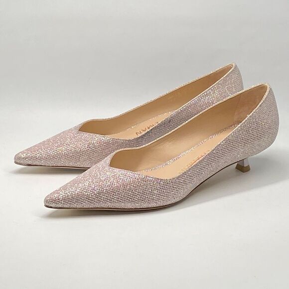 Stuart Weitzman Metallic Kitten-Heel Pumps size 6.5 - Picture 4 of 9